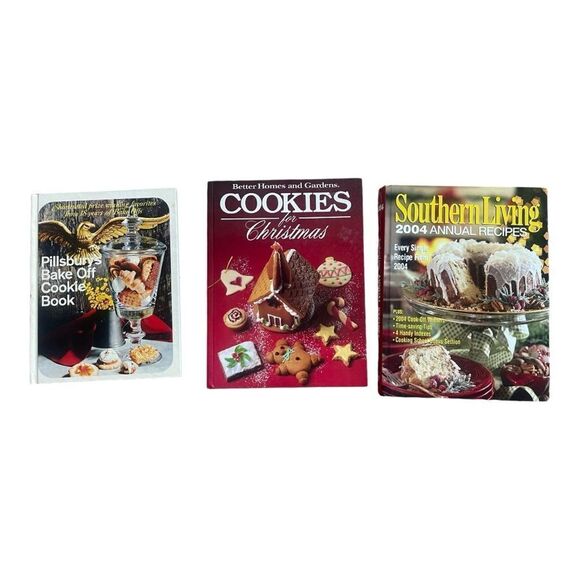 Set of 3 Vintage Cookbooks Pillburys Bake Off Christmas Cookies Southern Living - Picture 1 of 7